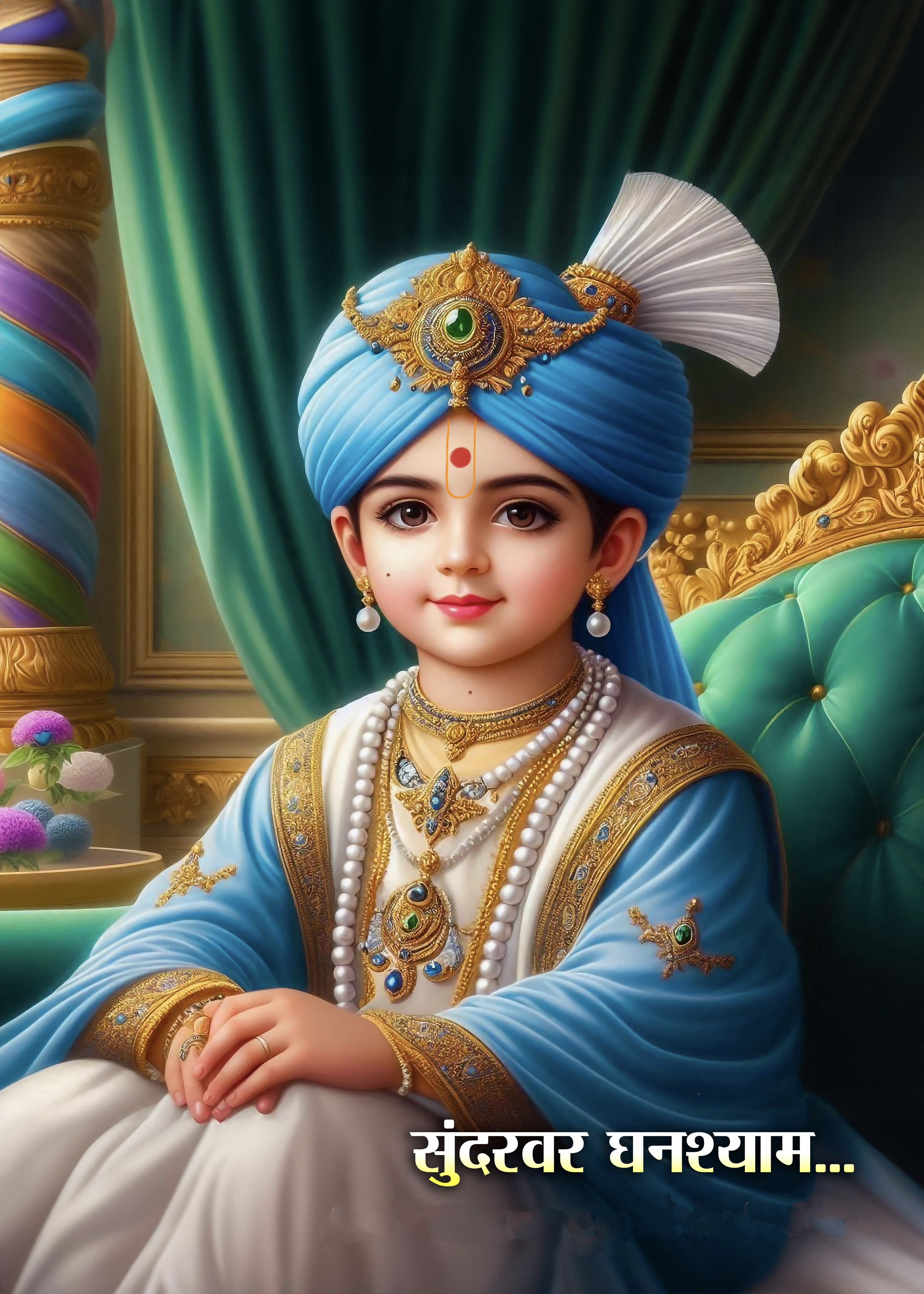 Young Swaminarayan with ornate crown