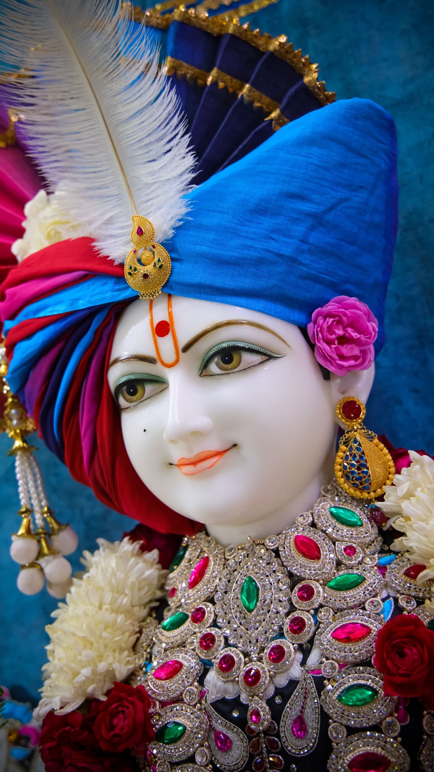 Close-up of Swaminarayan’s divine face