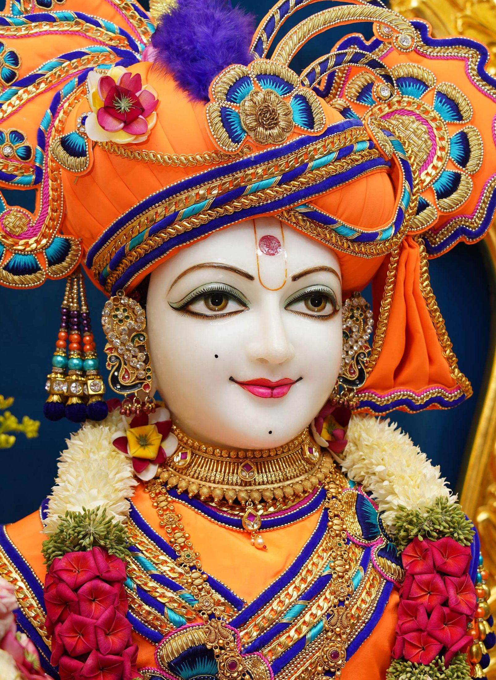 Swaminarayan with beautiful crown and jewelry