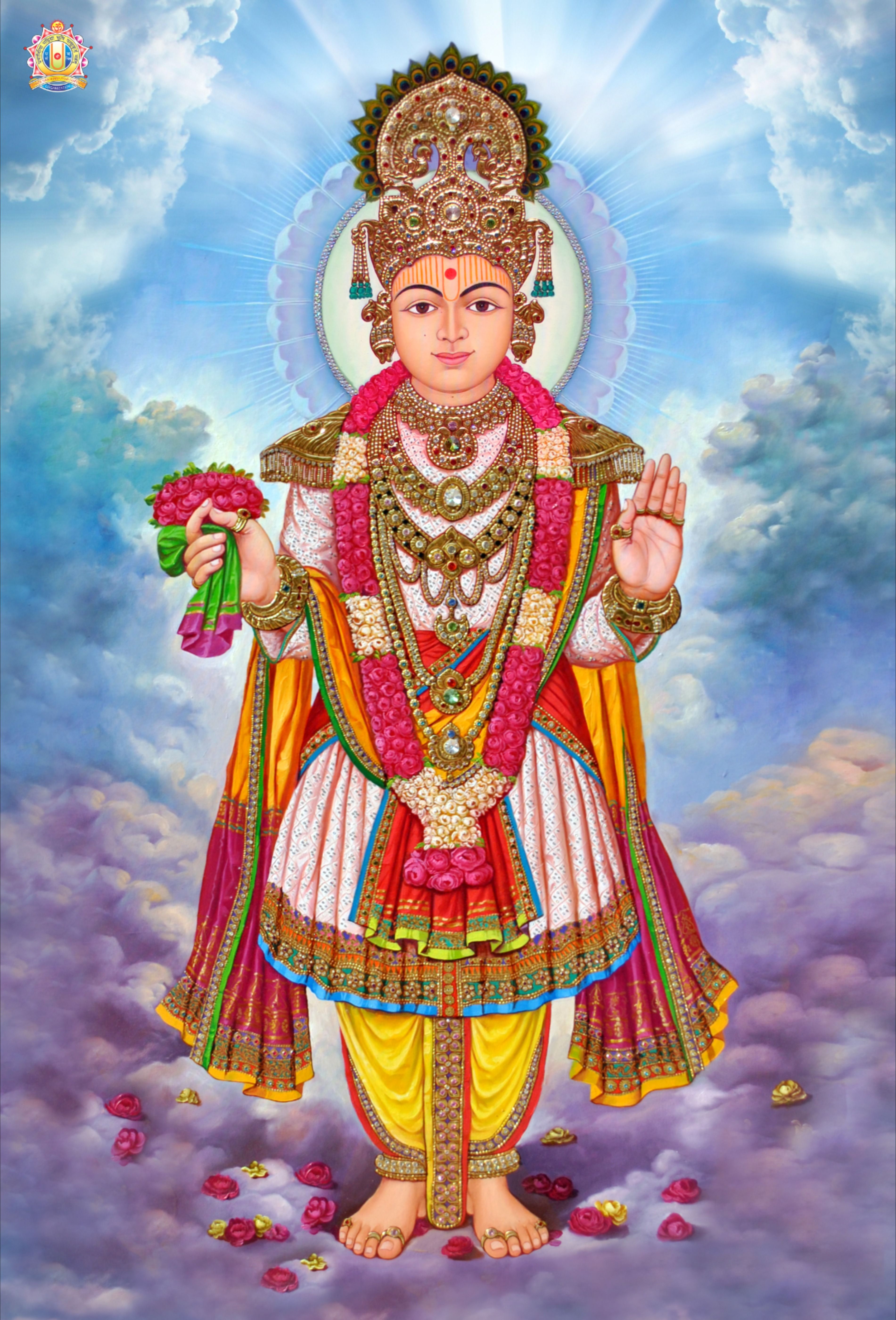 Shri Swaminarayan bestows a blessing.