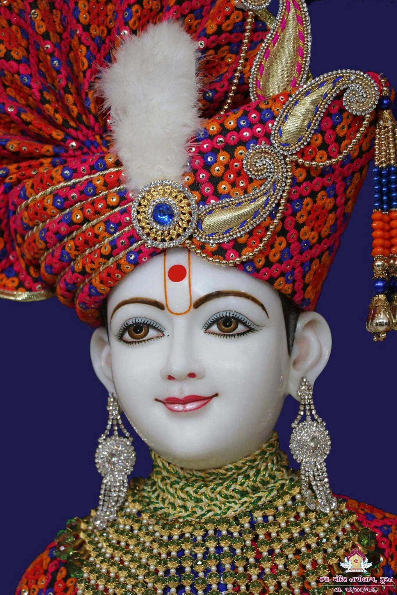 Close-up of Swaminarayan’s divine face