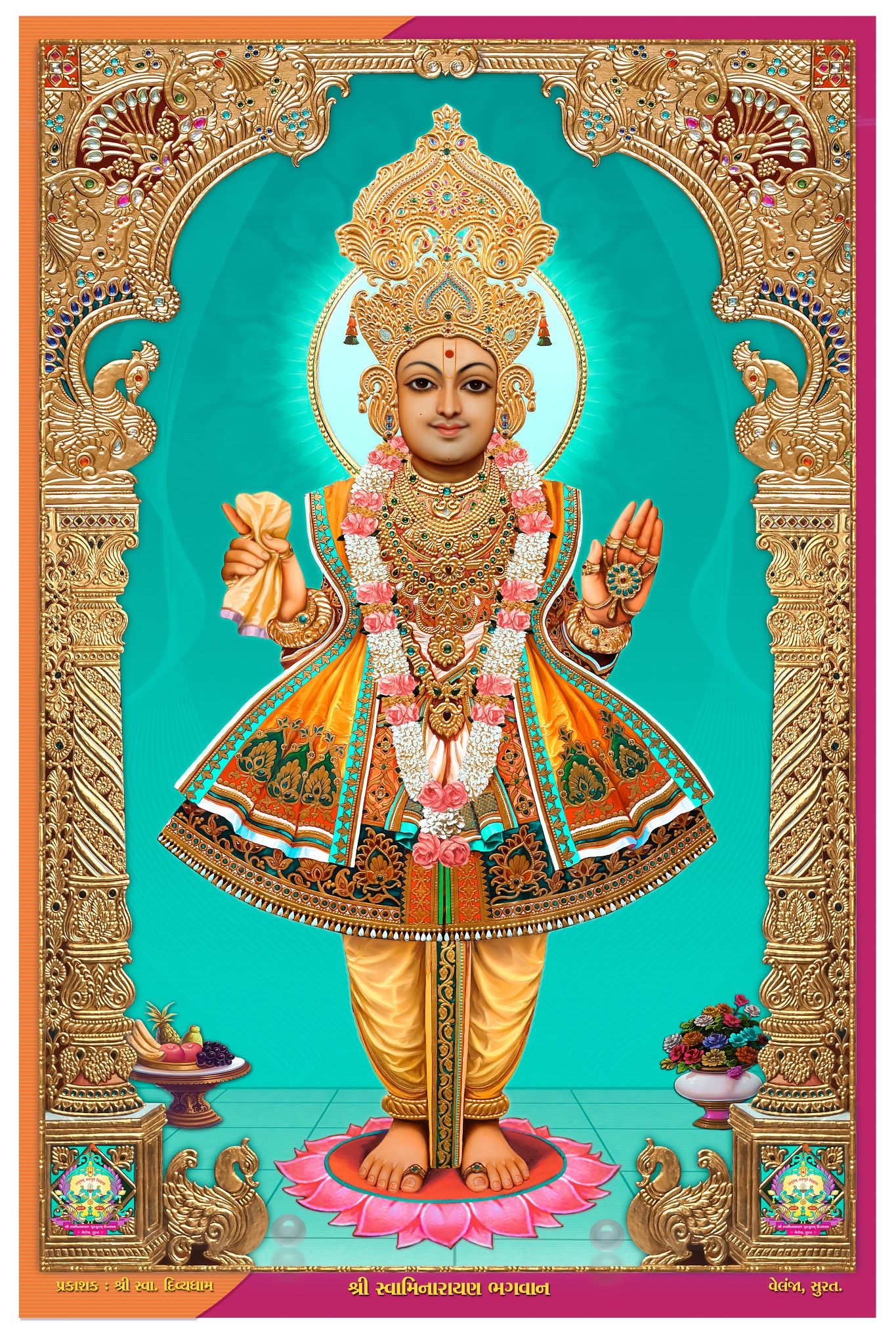 Swaminarayan Bhagwan in ornate attire