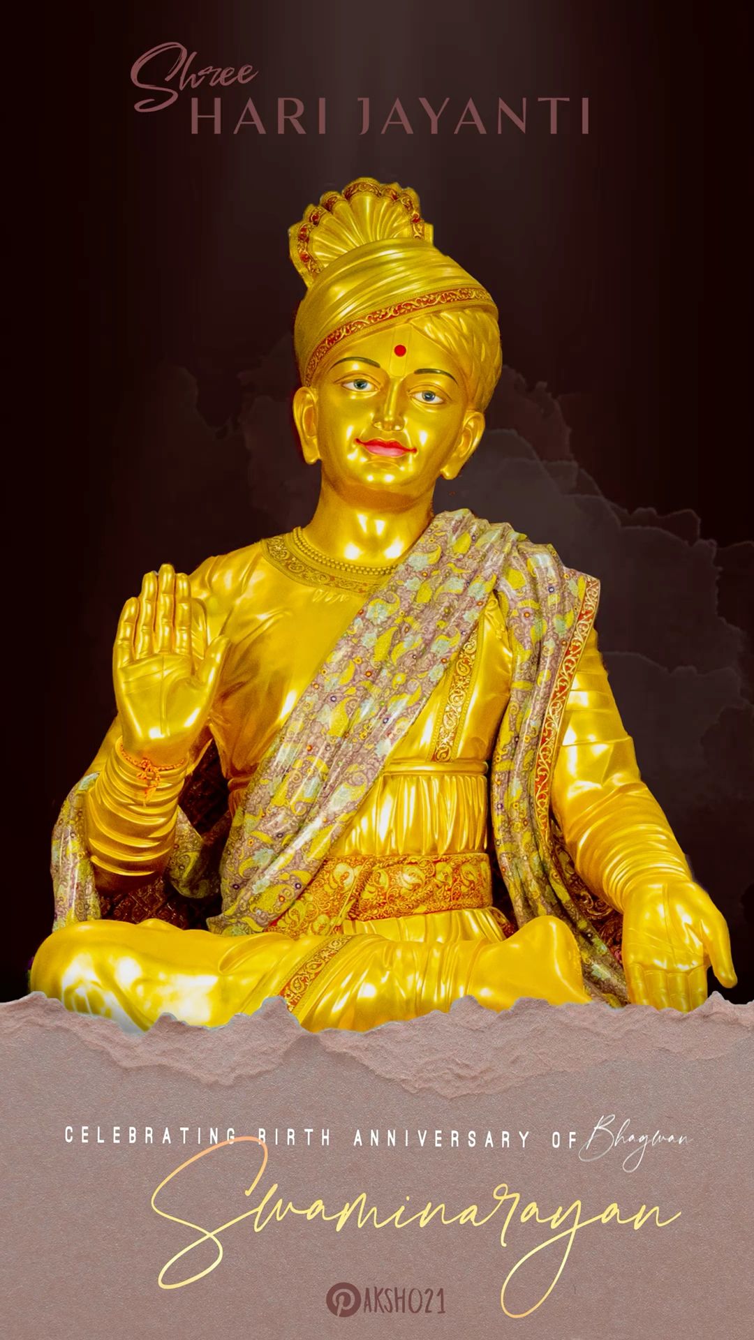 Golden Swaminarayan statue during Jayanti