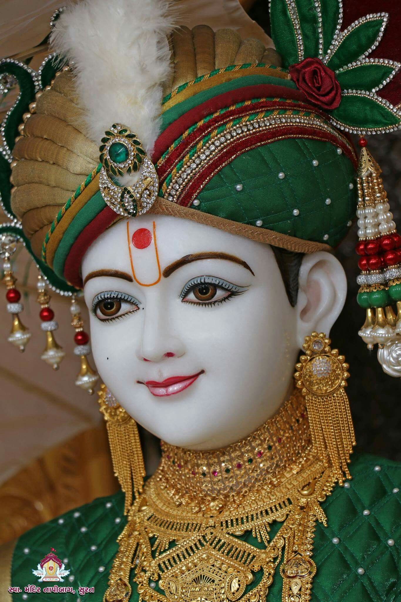 Close-up of Swaminarayan\'s serene face