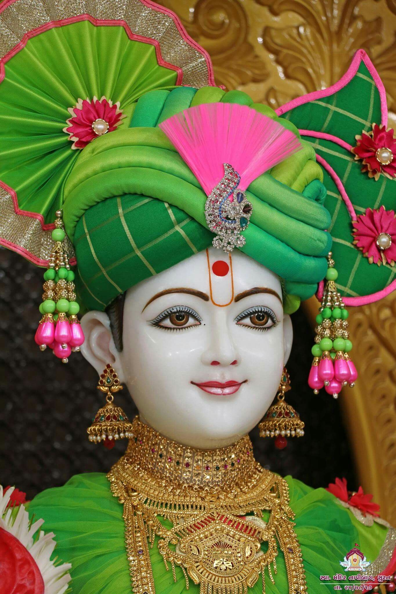 Close-up of Swaminarayan\'s divine face