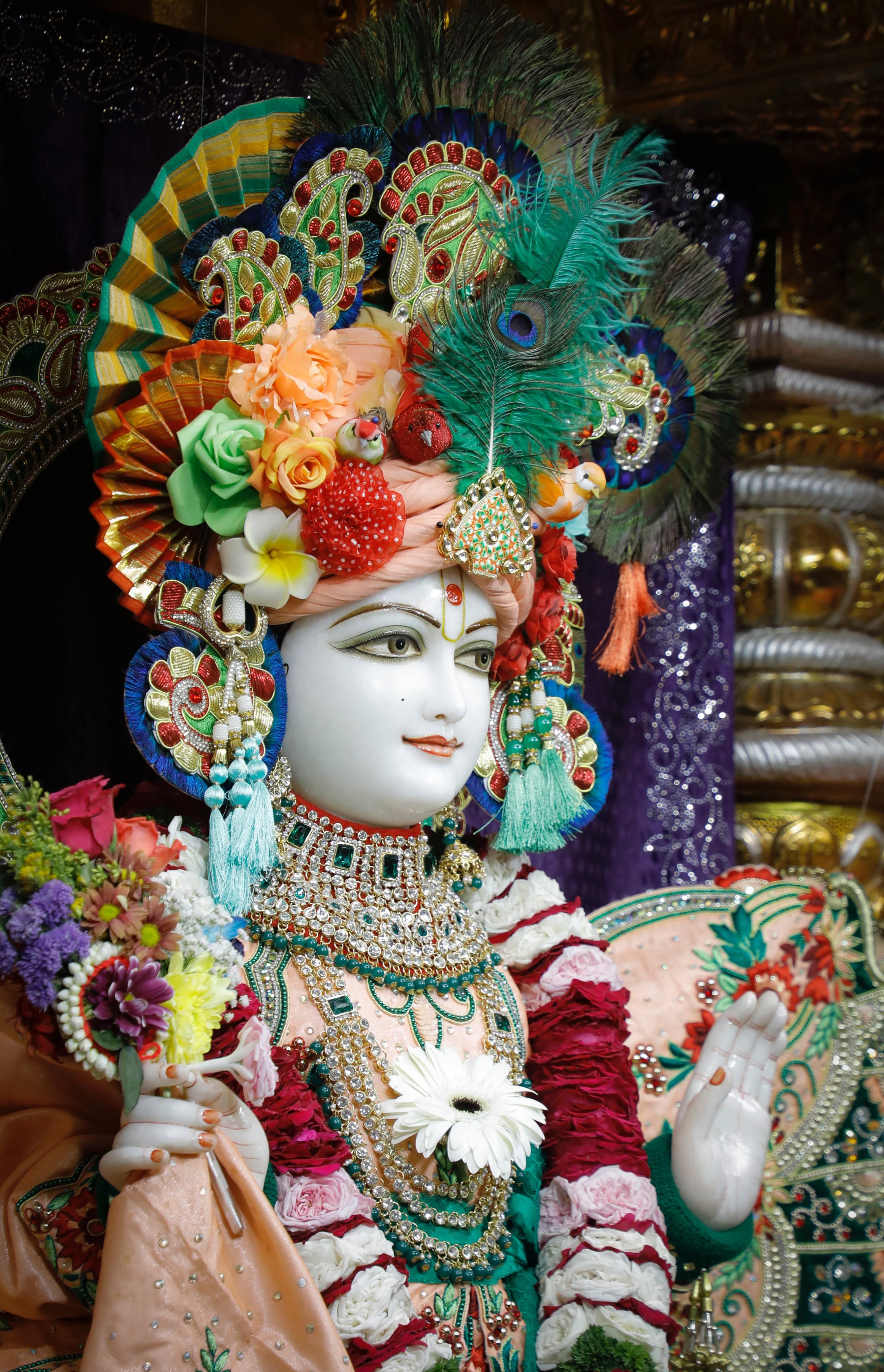 Swaminarayan Bhagwan with floral crown