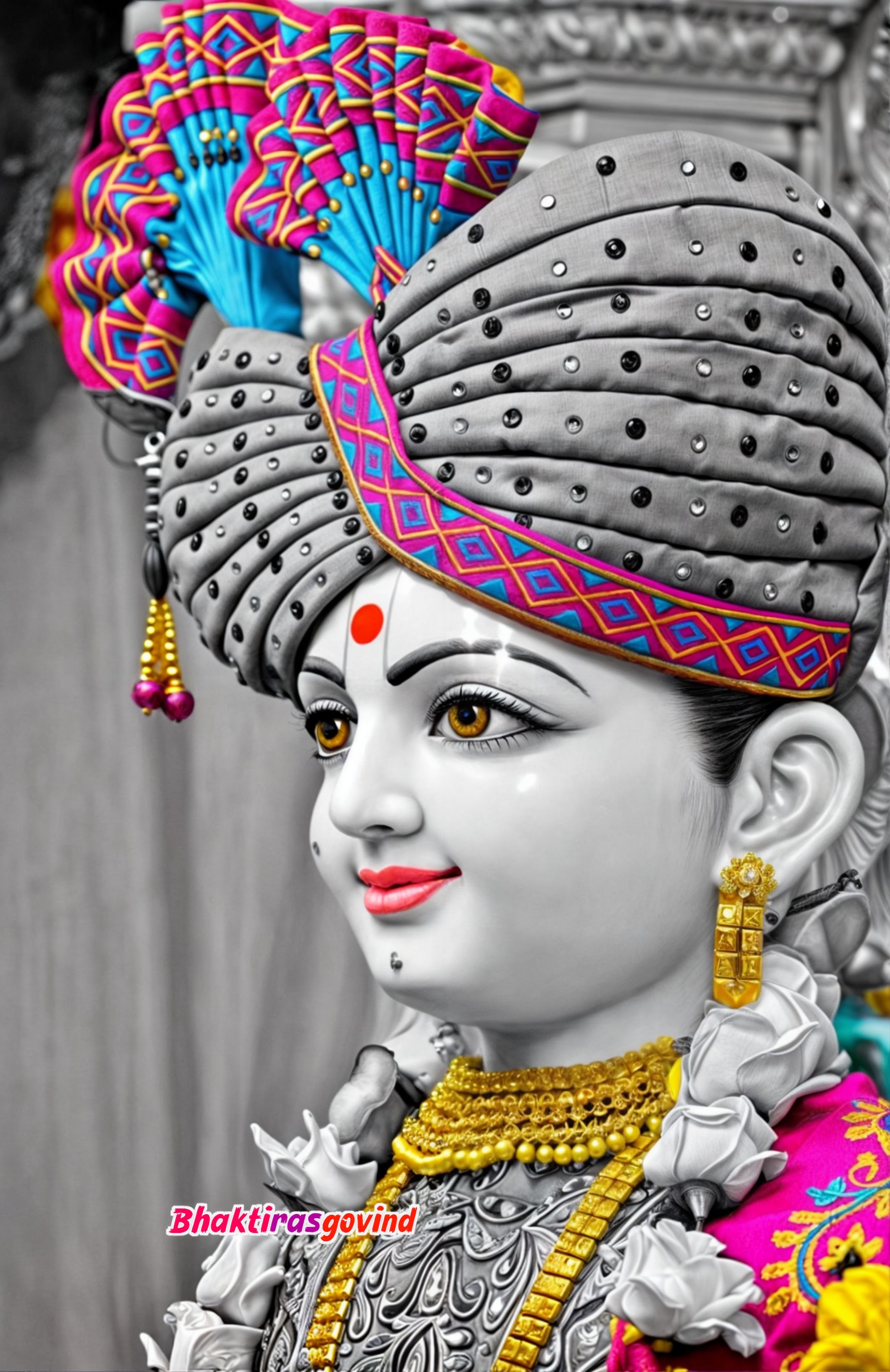Close-up portrait of Swaminarayan deity