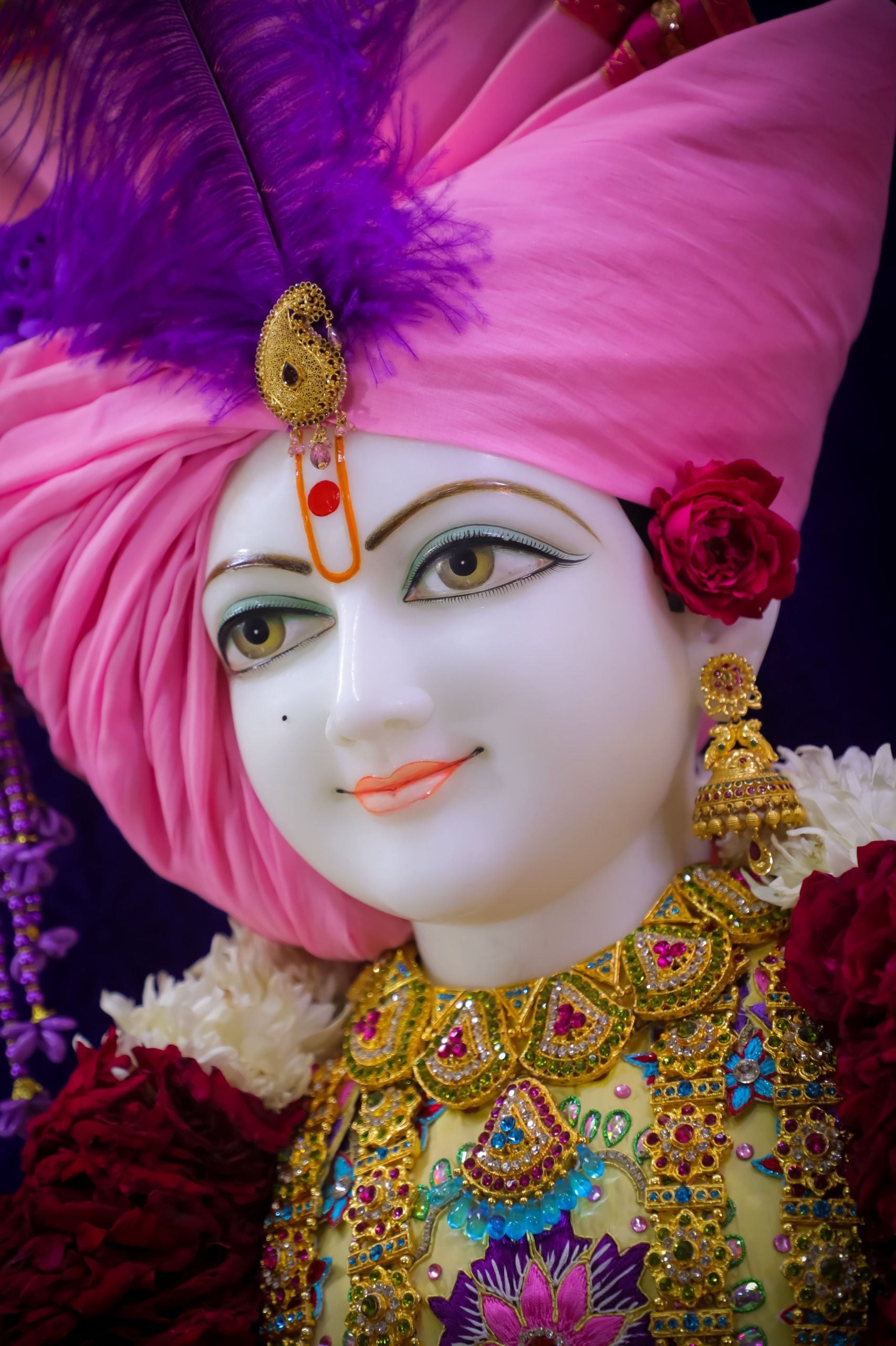 Swaminarayan Bhagwan with pink turban