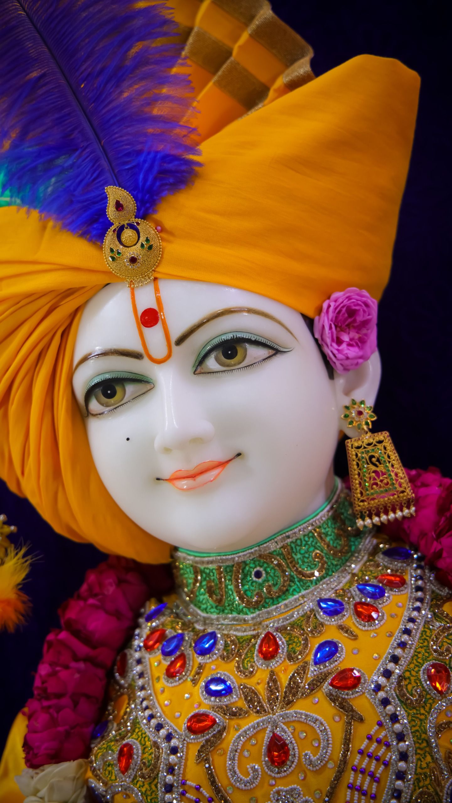 Close-up of Swaminarayan\'s radiant face