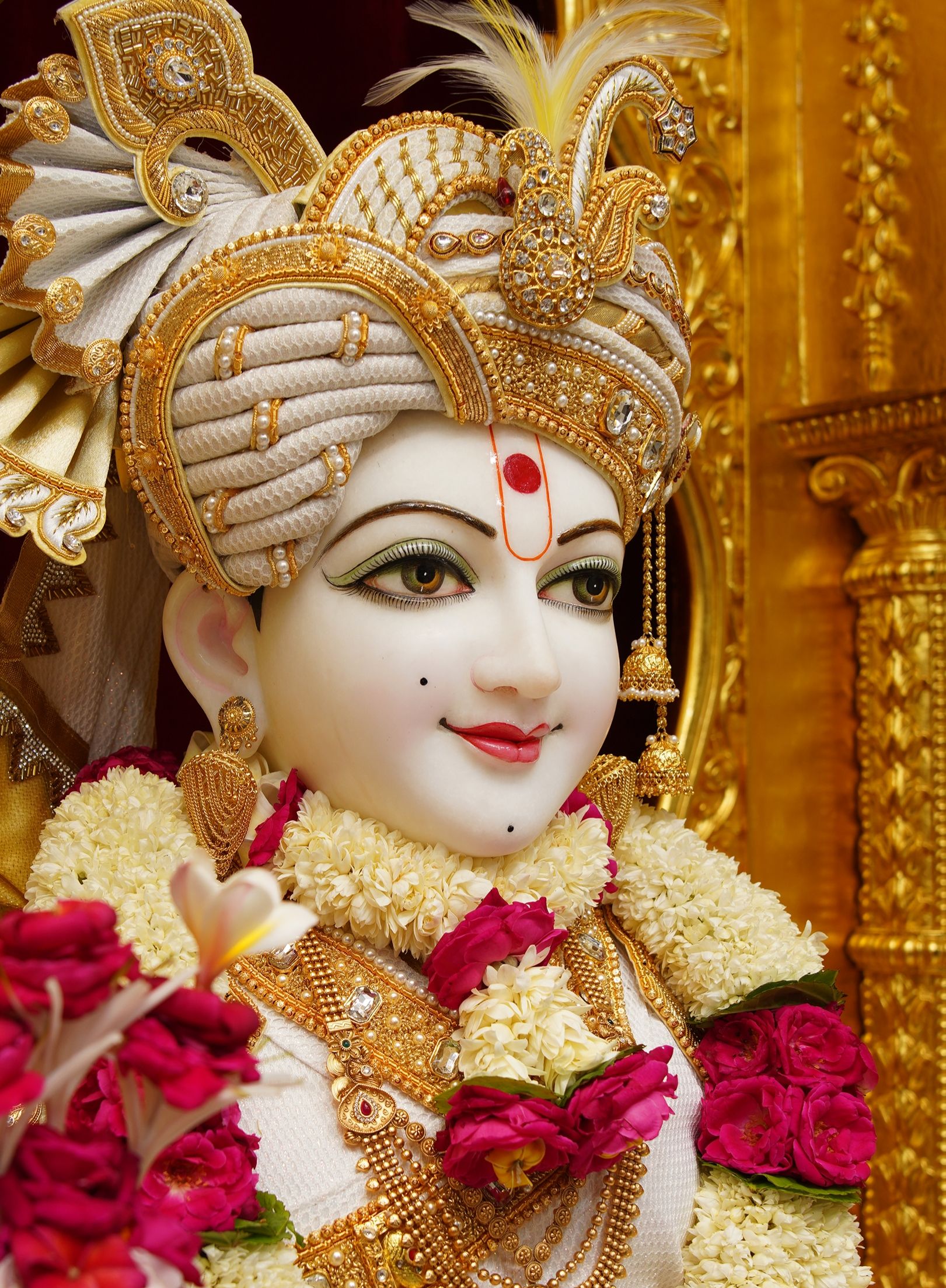Close-up of Swaminarayan Maharaj\'s face