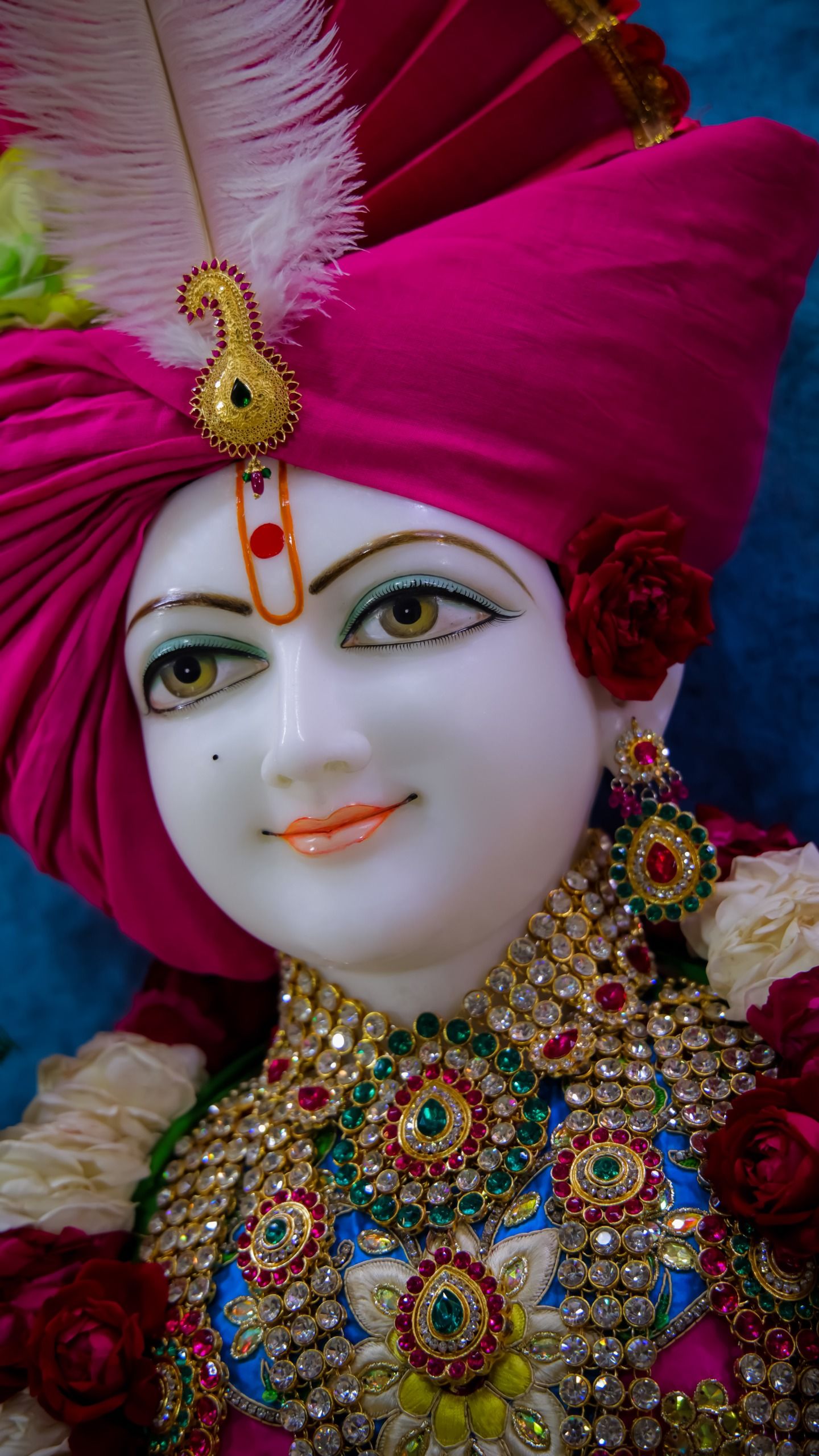 Close-up portrait of Swaminarayan deity