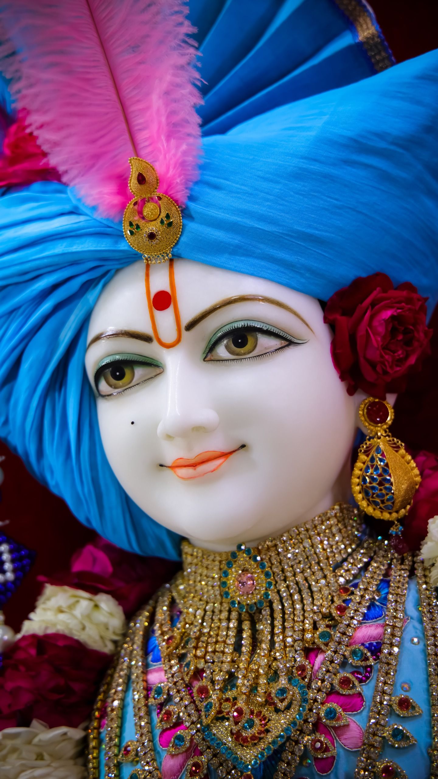 Close-up of Swaminarayan\'s peaceful face