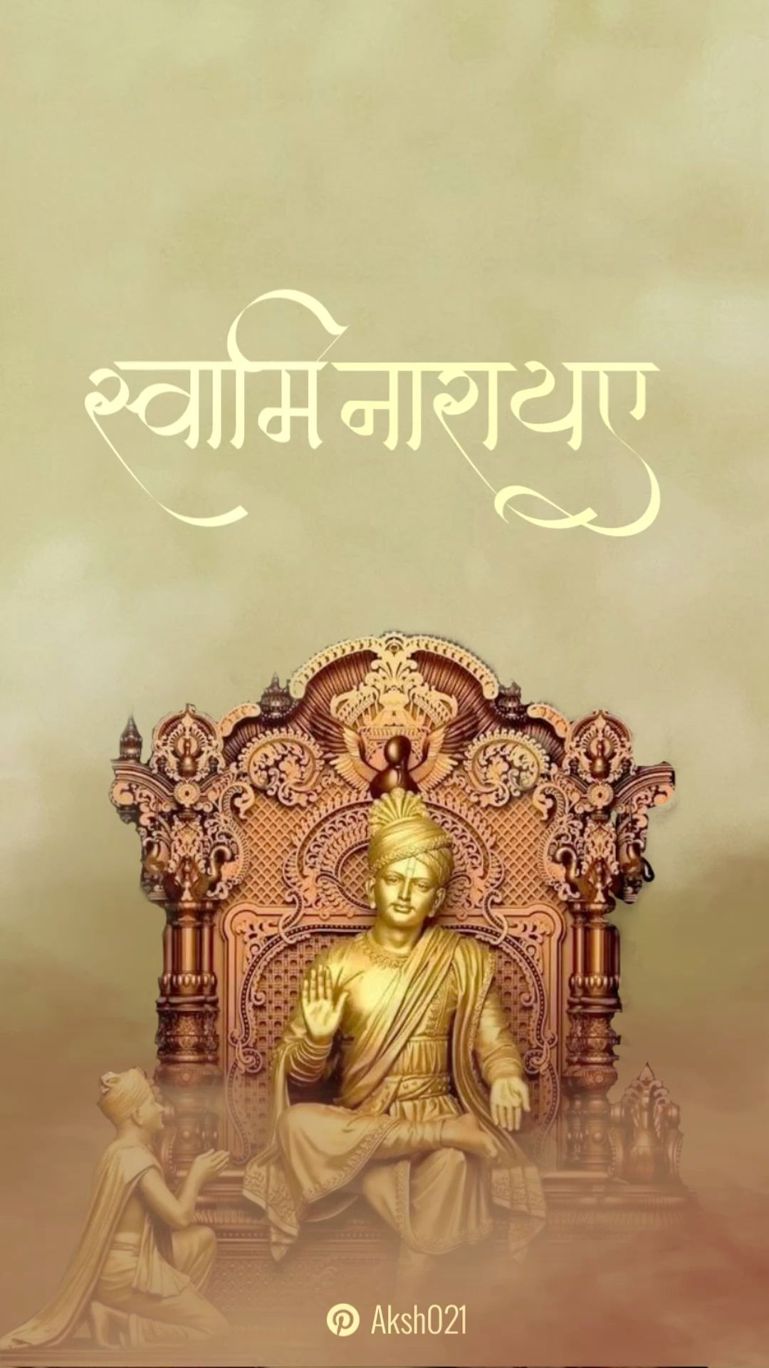 Swaminarayan seated on golden throne