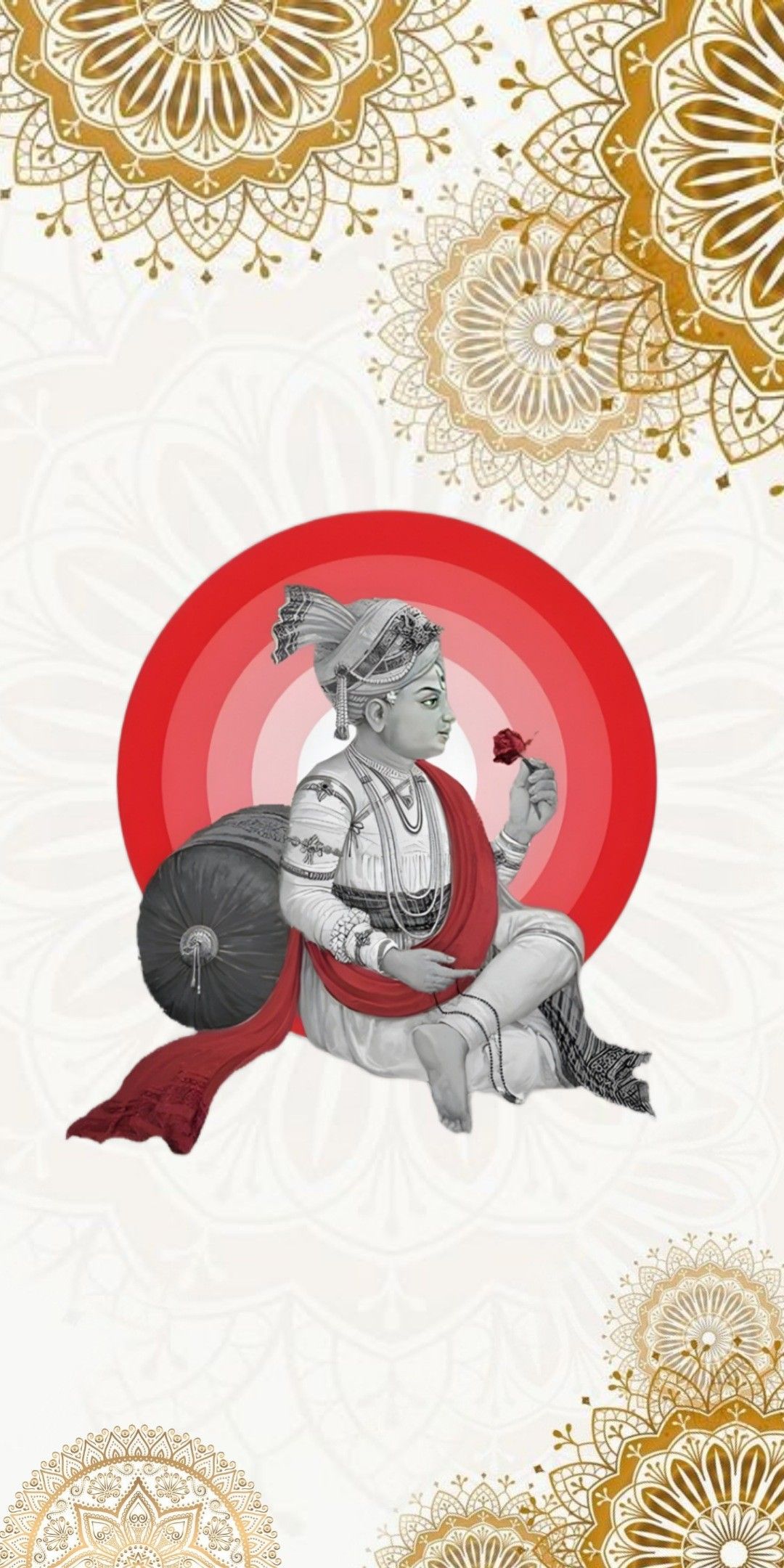 Swaminarayan with rose and floral design