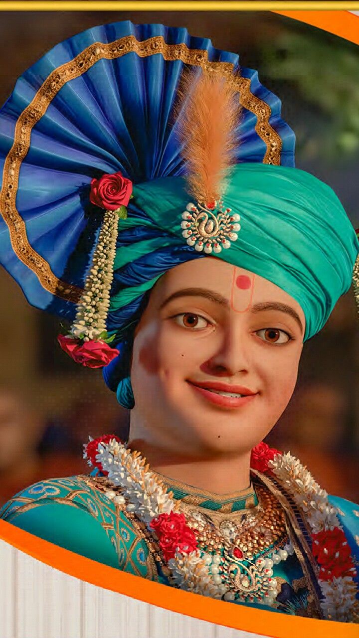 Serene Swaminarayan with peacock feather fan