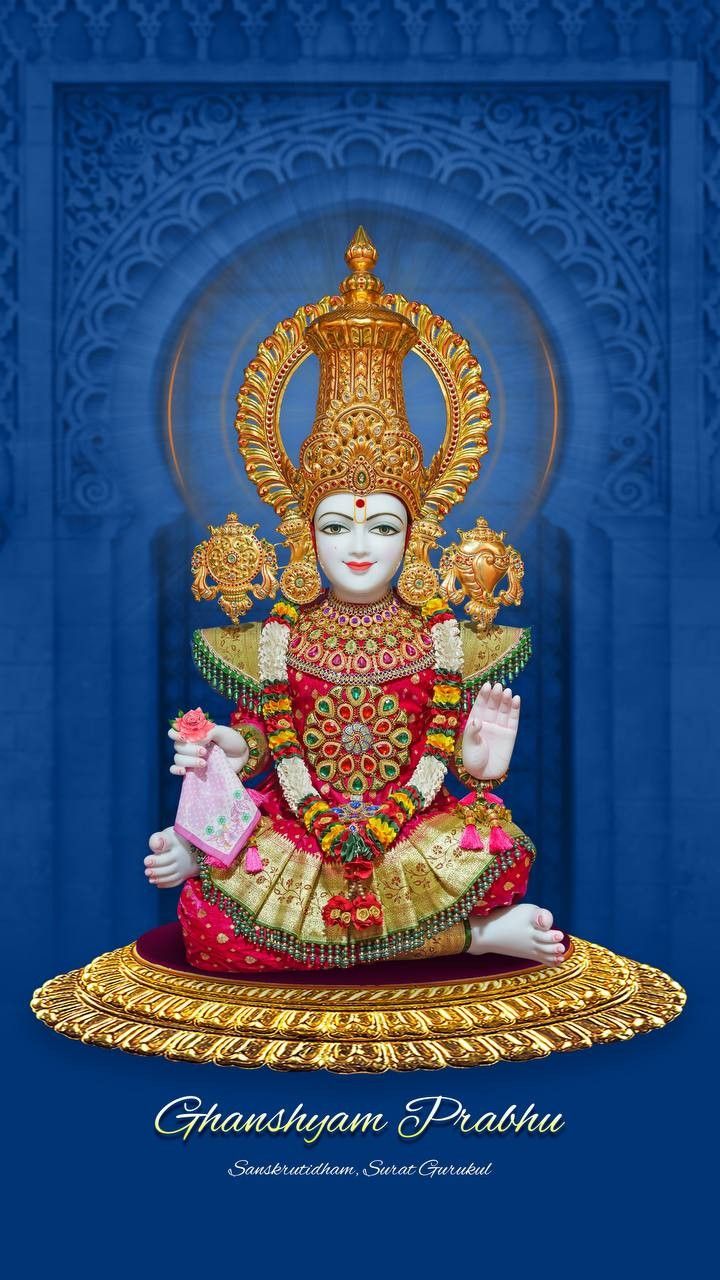 Swaminarayan adorned in royal attire