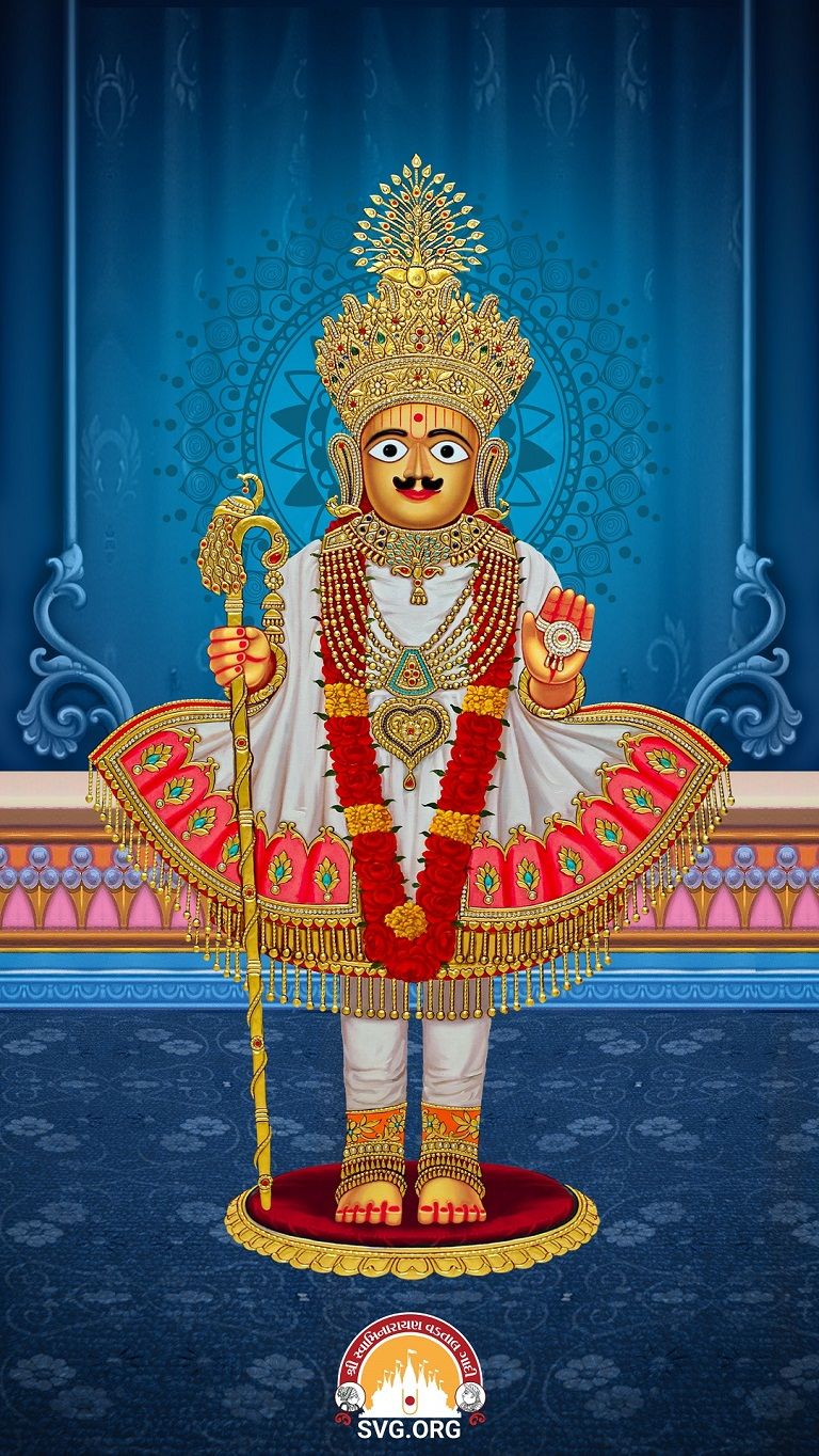 Swaminarayan Maharaj in ornate attire