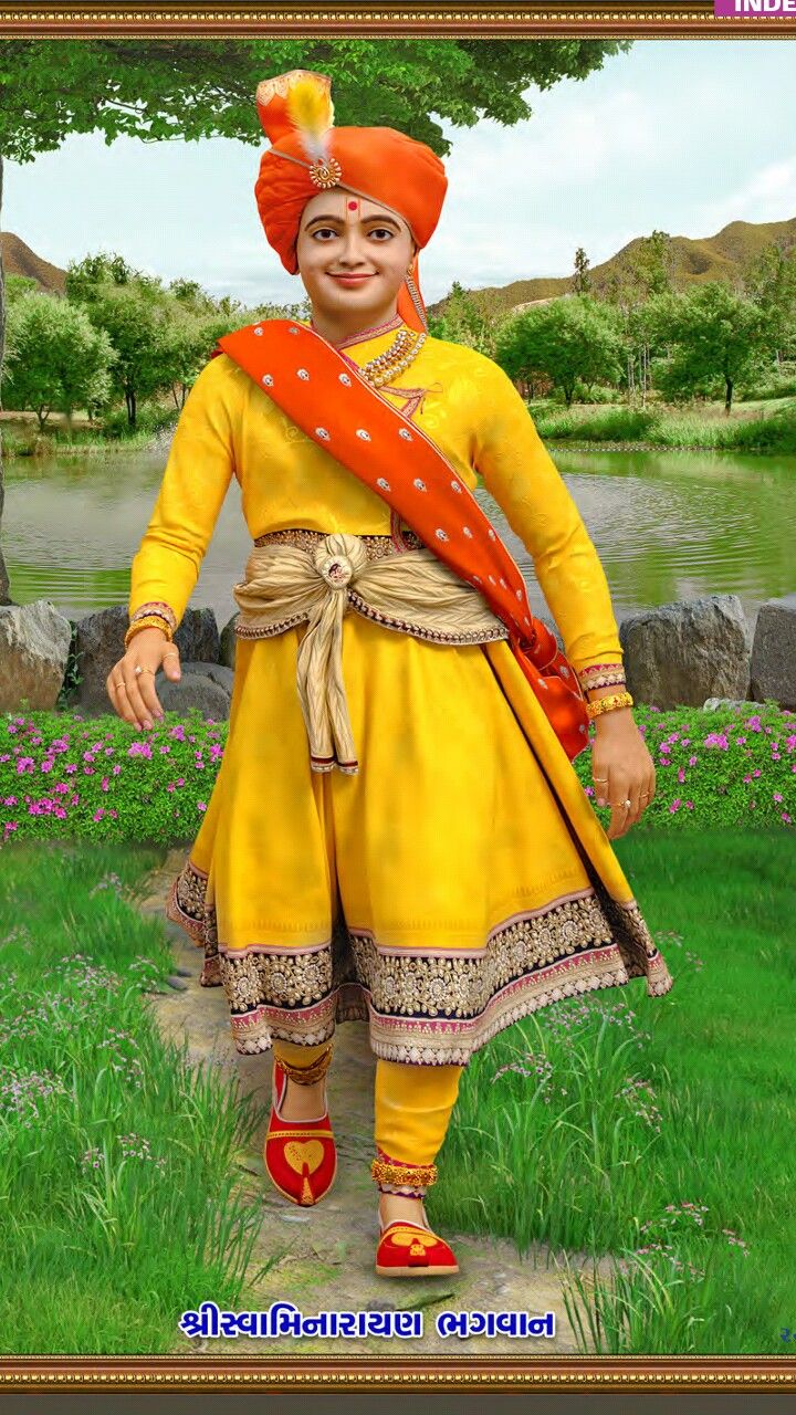 Swaminarayan Bhagwan in vibrant attire