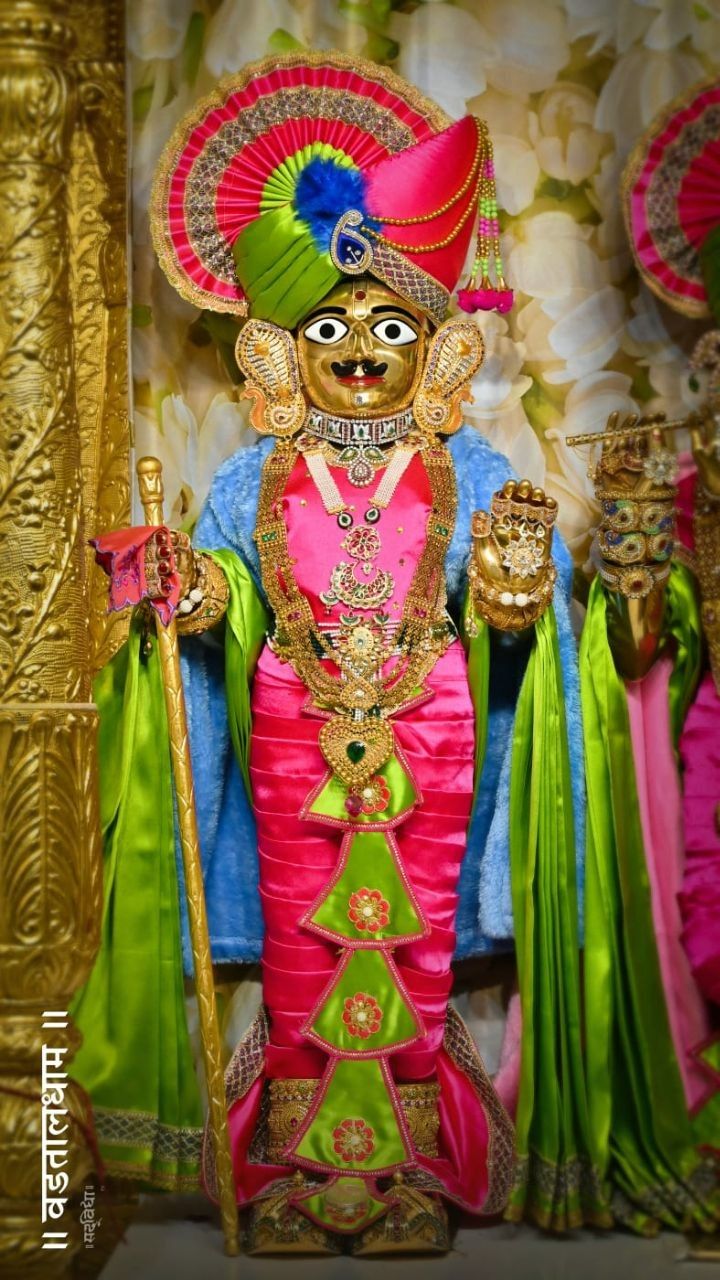 Swaminarayan deity in ornate attire