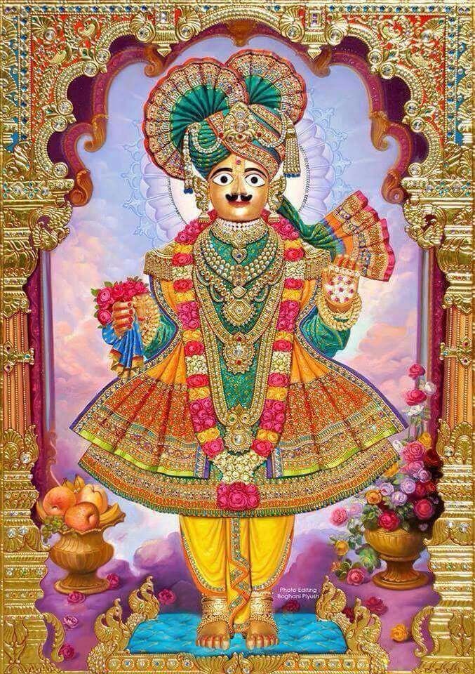 Swaminarayan in ornate golden attire