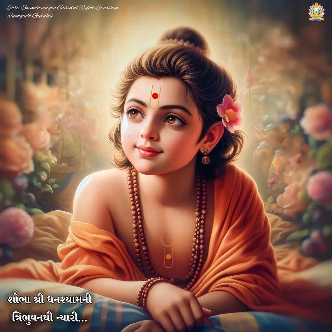 Young Swaminarayan portrait devotional wallpaper