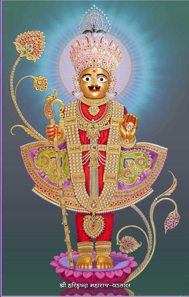 Swaminarayan deity on lotus pedestal