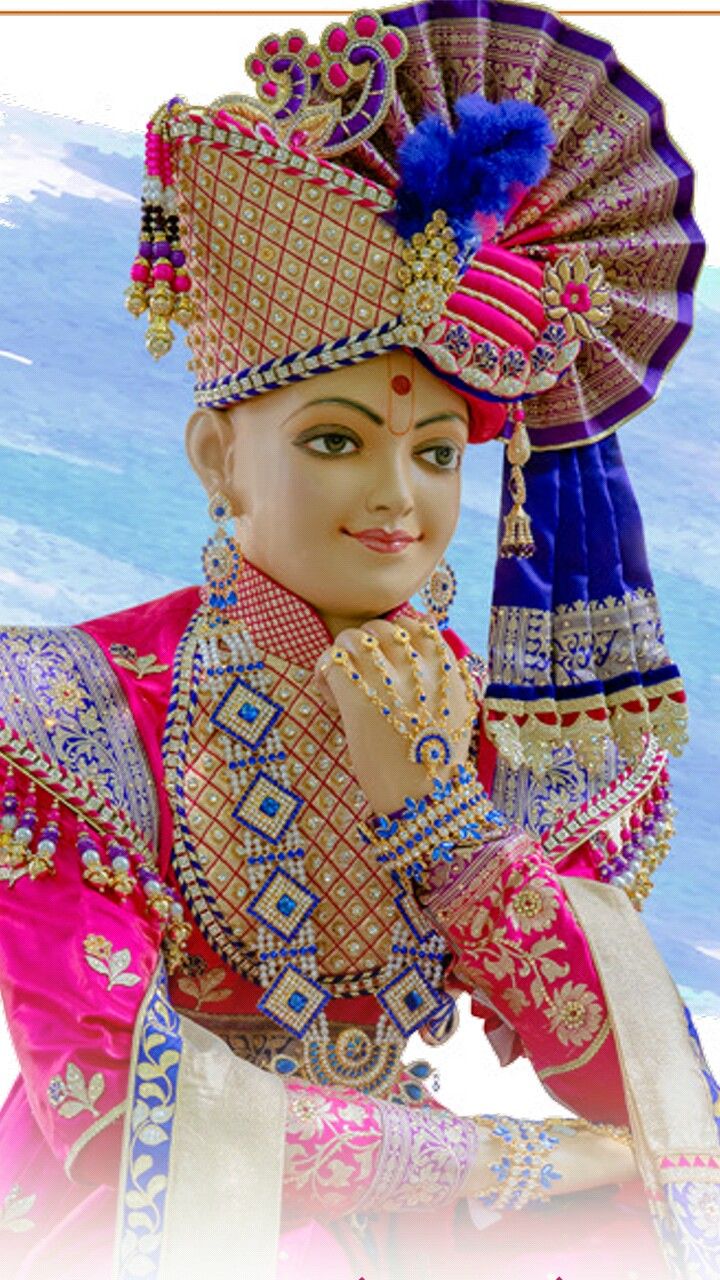 Swaminarayan in ornate traditional attire
