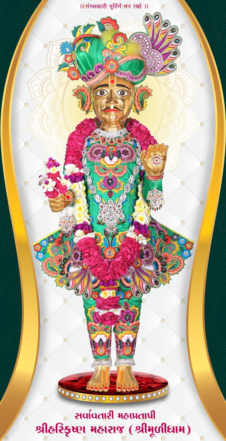 Swaminarayan Maharaj in floral attire