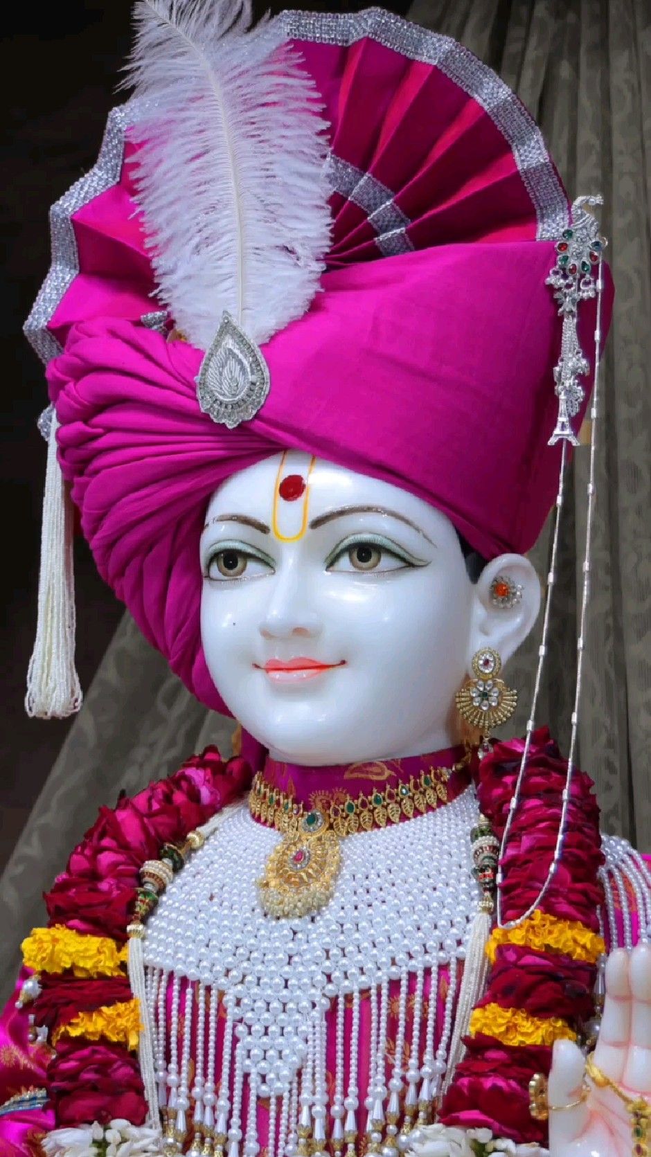 Swaminarayan with pink turban