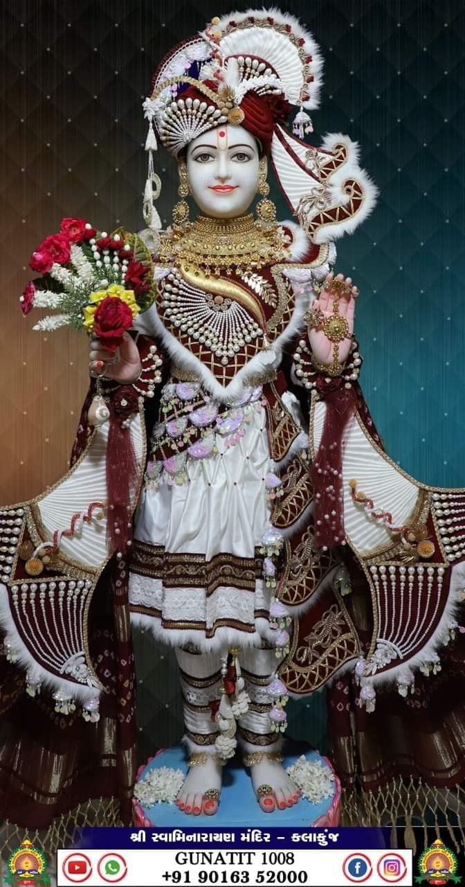 Swaminarayan in ornate traditional attire