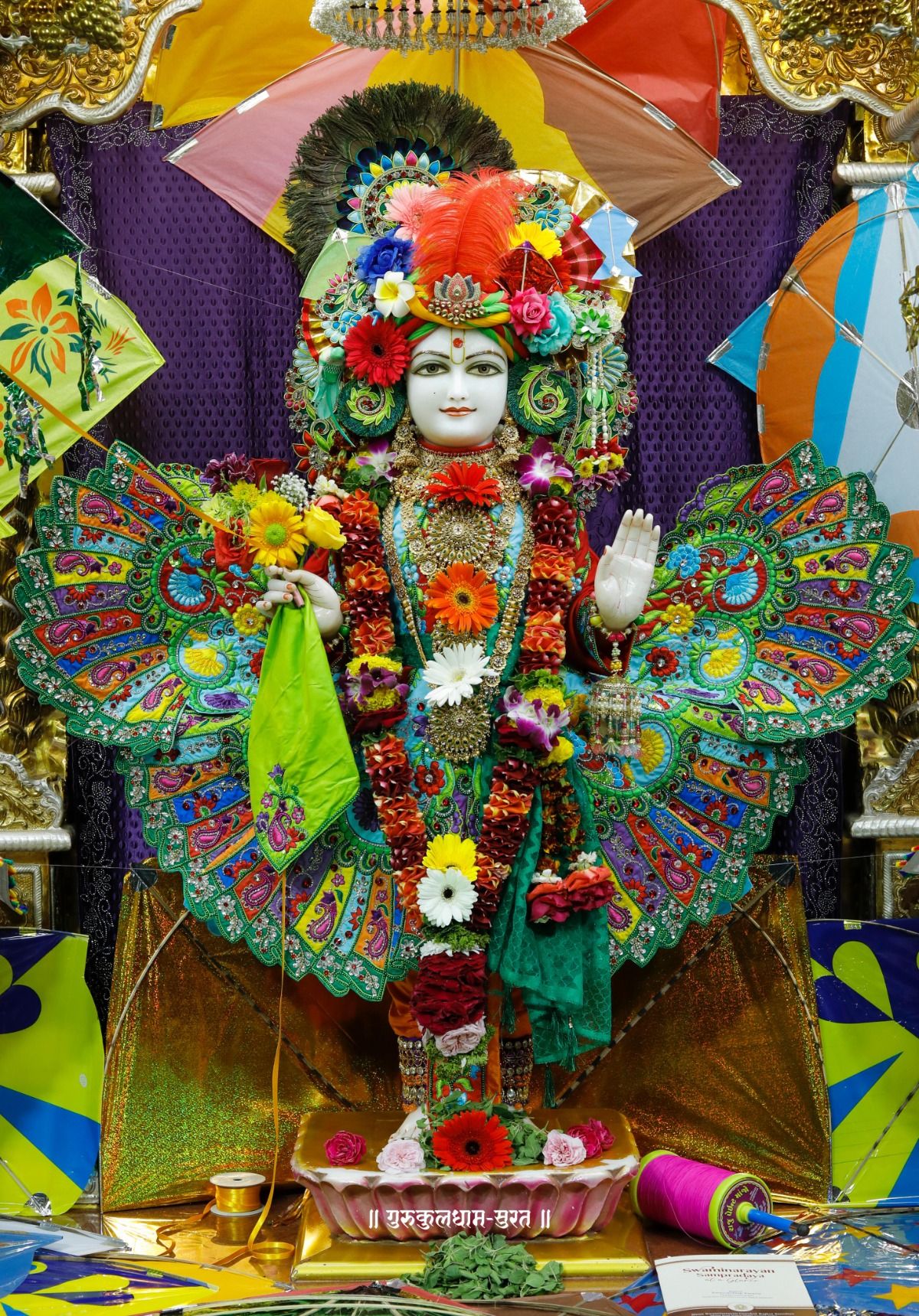 Floral Swaminarayan deity devotional image
