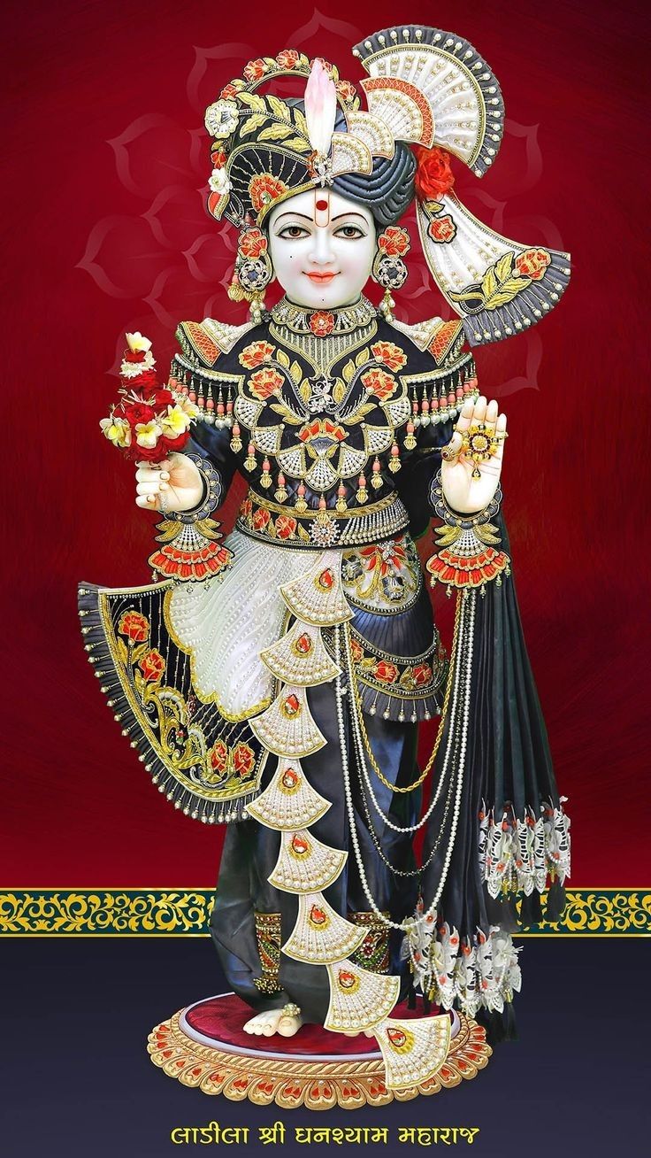 Swaminarayan deity with ornate jewelry
