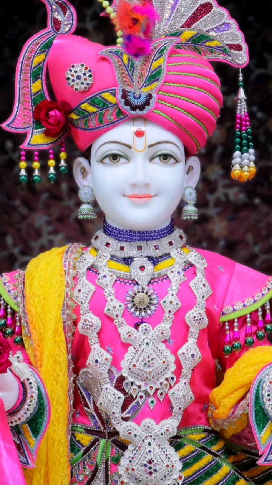 Swaminarayan Maharaj in ornate attire