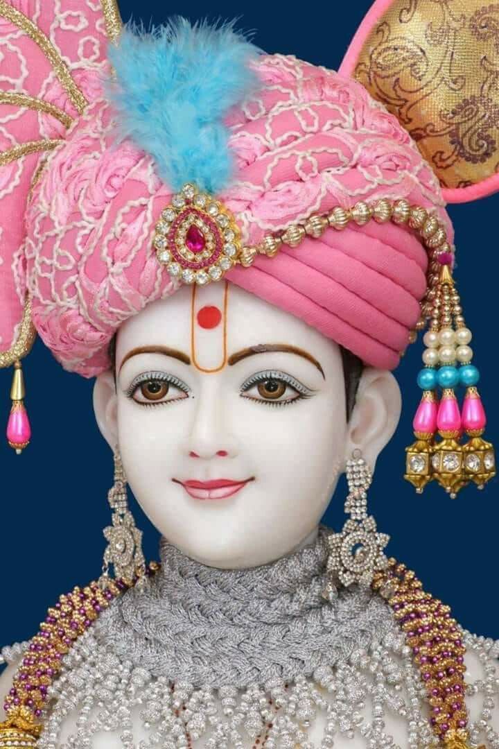 Swaminarayan with ornate headgear