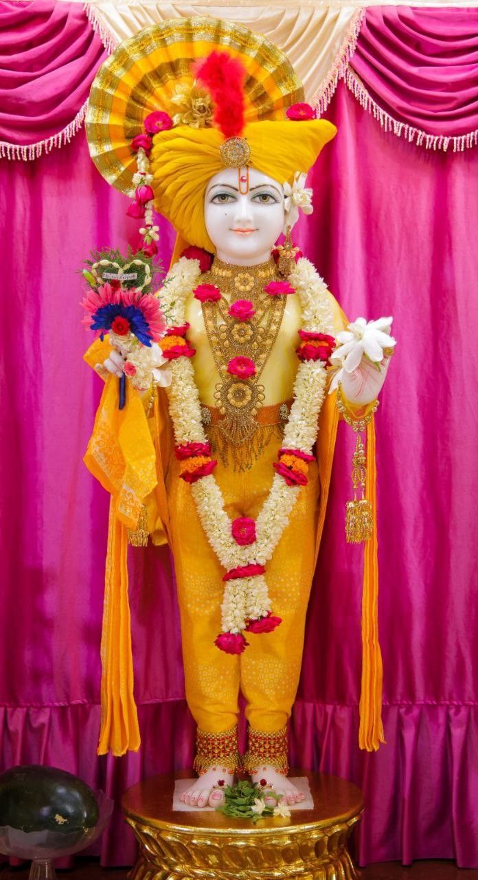 Swaminarayan deity in golden attire