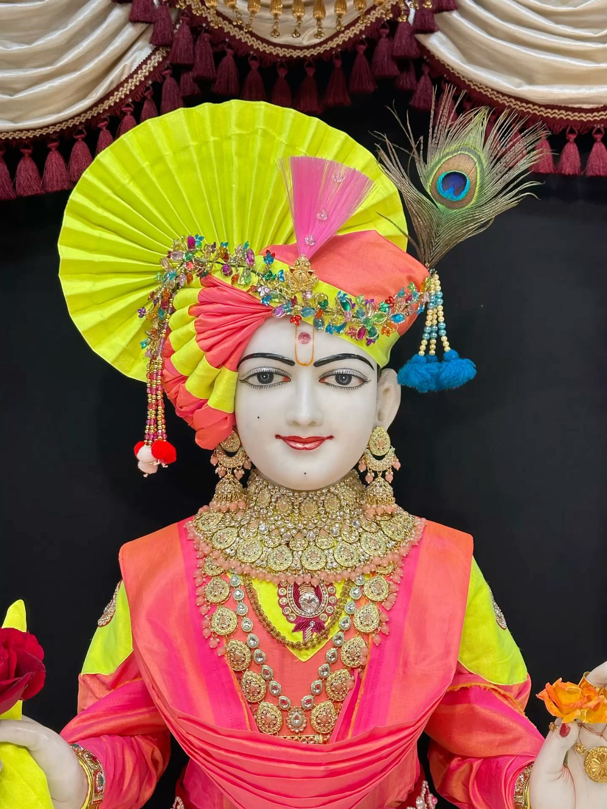 Swaminarayan idol adorned with jewels