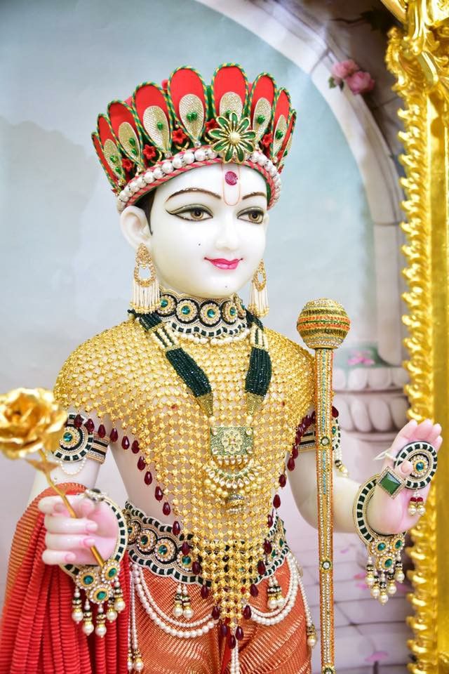 Golden Swaminarayan Idol with Crown