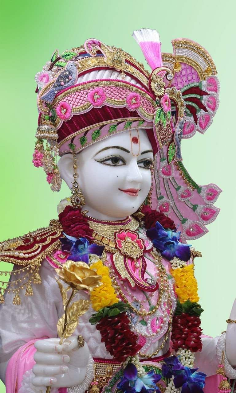 Swaminarayan with floral decorations
