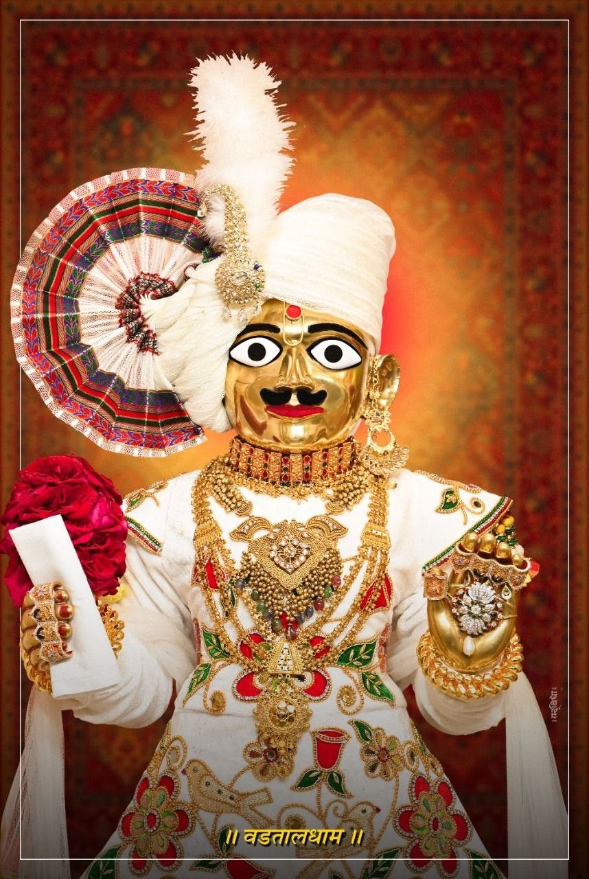 Close-up of Swaminarayan deity portrait