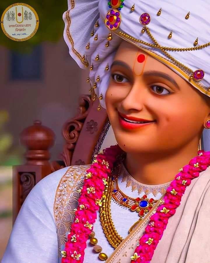 Close-up of Swaminarayan Maharaj\'s portrait