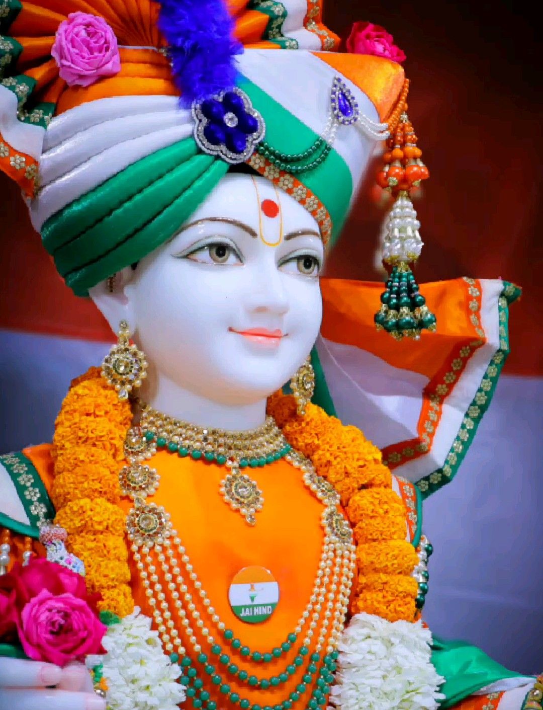 Serene Swaminarayan with floral adornments
