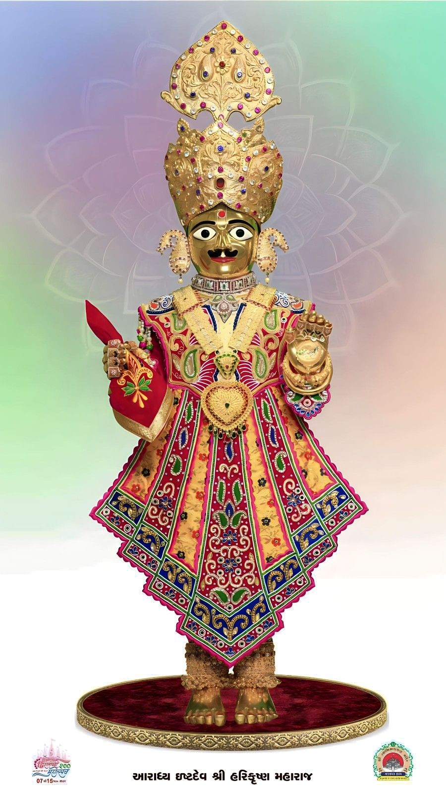Swaminarayan Maharaj in vibrant attire