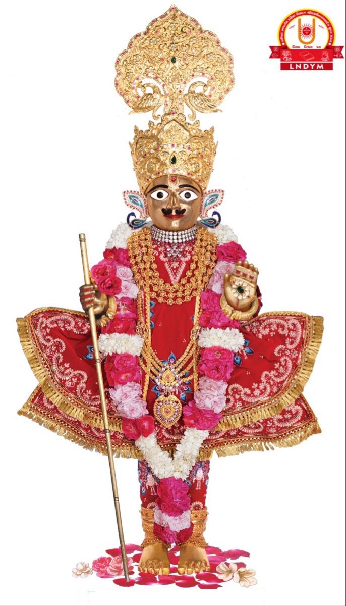 Swaminarayan deity in ornate attire