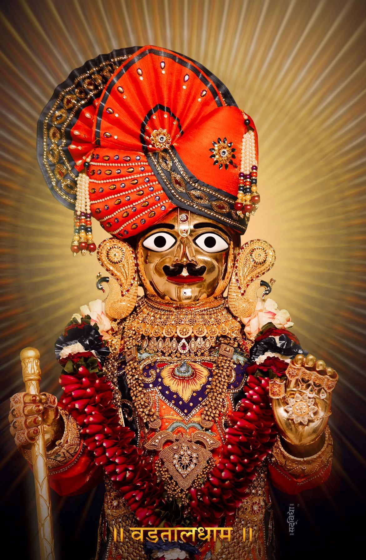 Swaminarayan Bhagwan in ornate attire.
