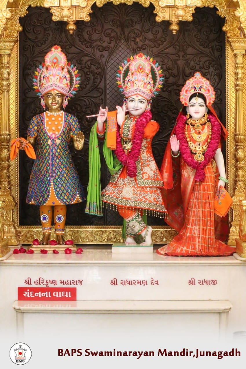 Three Swaminarayan Murtis in temple