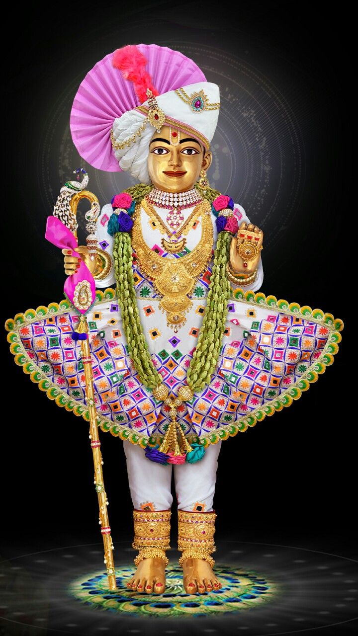 Golden Swaminarayan with ornate clothing