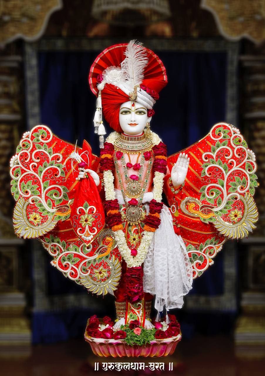 Swaminarayan Bhagwan in ornate temple setting