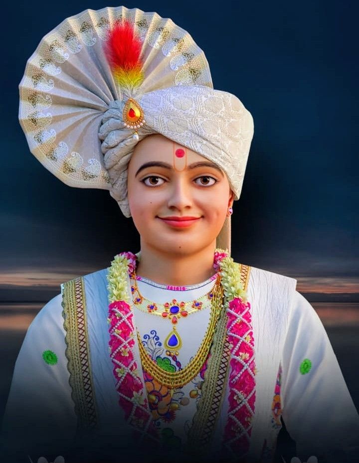 Swaminarayan in traditional attire portrait