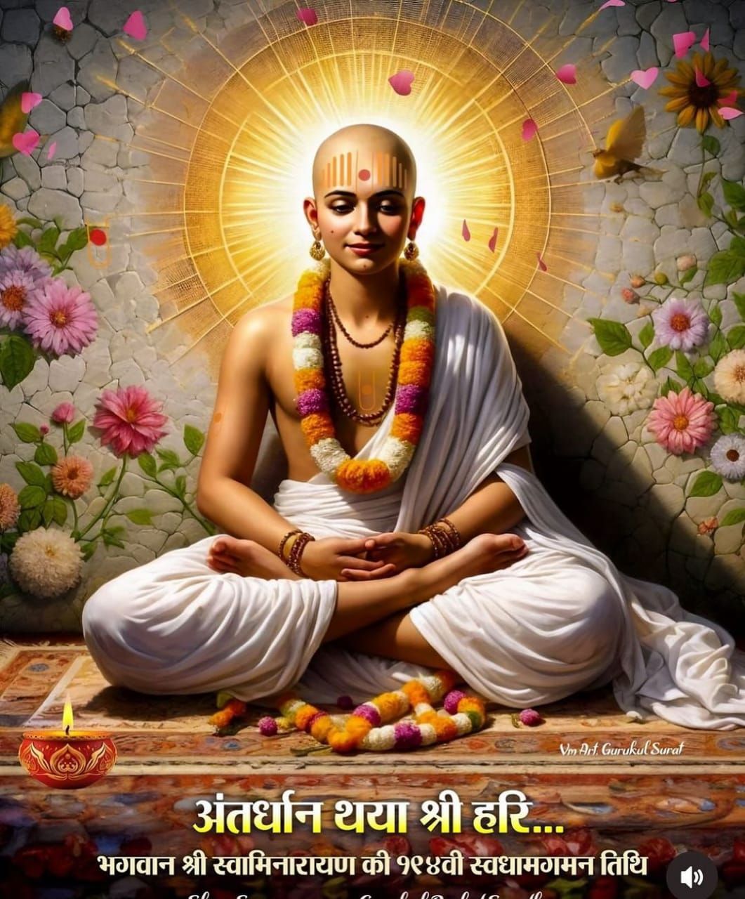 Bhagwan Swaminarayan in peaceful meditation