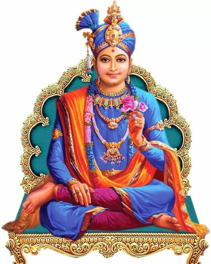 Swaminarayan seated in divine splendor
